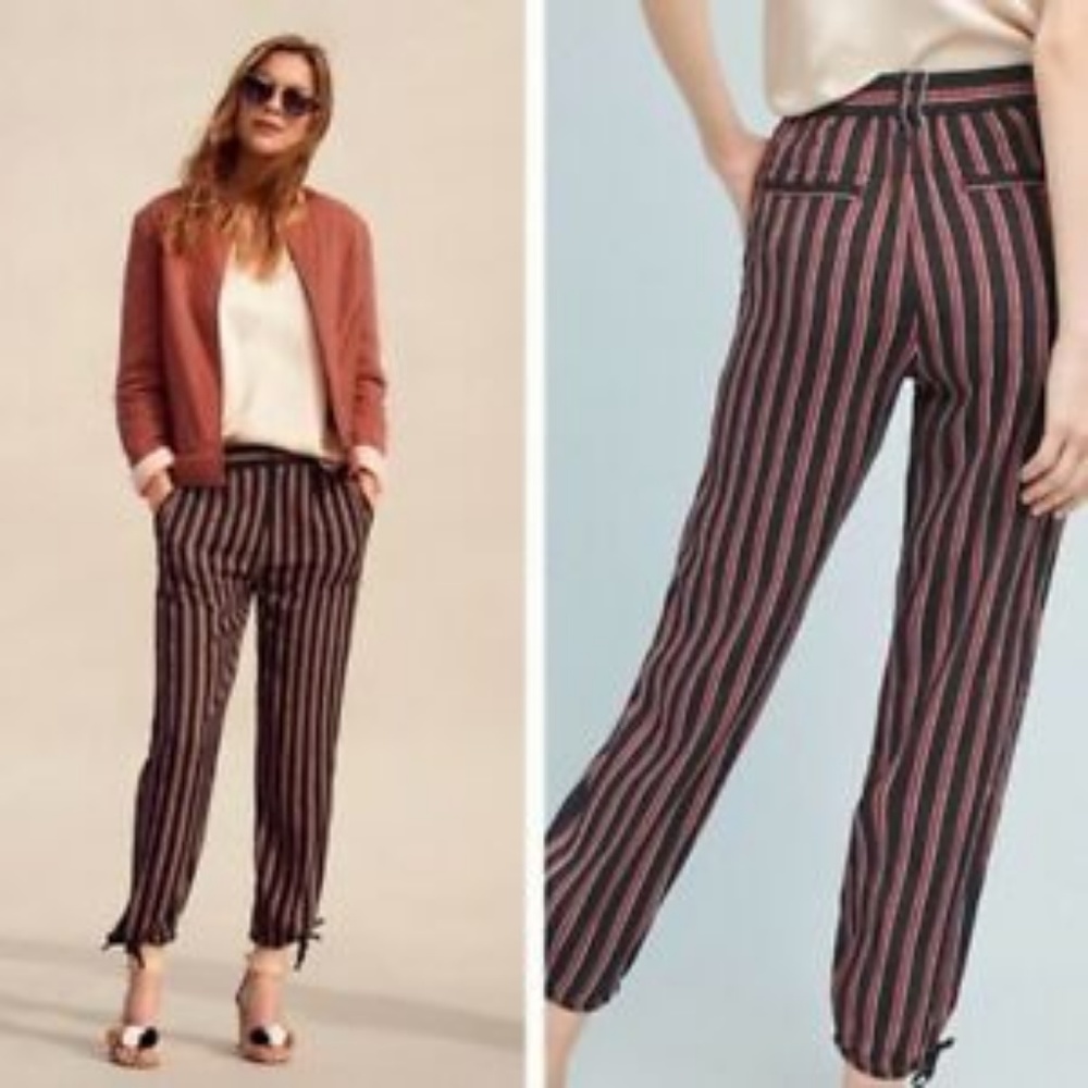 Anthropologie Silky Striped Trousers